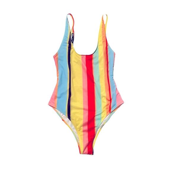 NEW ZARA ONE PIECE SWIM SUIT RAINBOW STRIPE SMALL - Picture 5 of 7